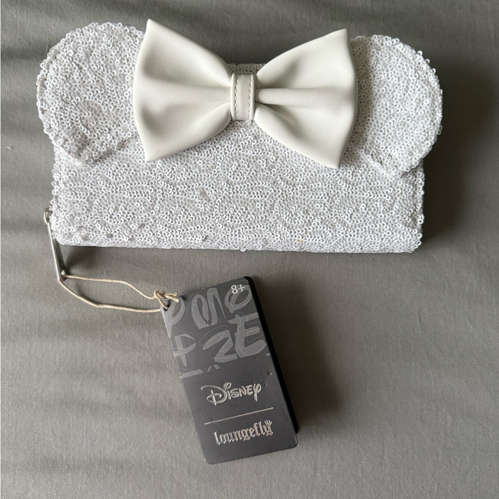 Loungefly Disney Minnie Sequin Wedding Zip Around Wallet